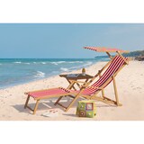 thumbnail of Liegestuhl rot-weiß Gartenliege Sonnenliege Strandstuhl Klappstuhl Deckchair Buche natur 10-314N
