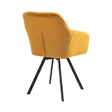 thumbnail of SalesFever Esstischgruppe 5-tlg., 180x90cm, Platte Akazie 26mm cognac, Metallgestell schwarz, 4 Armlehnstühle 360° drehbar Samt |senfgelb–schwarz
