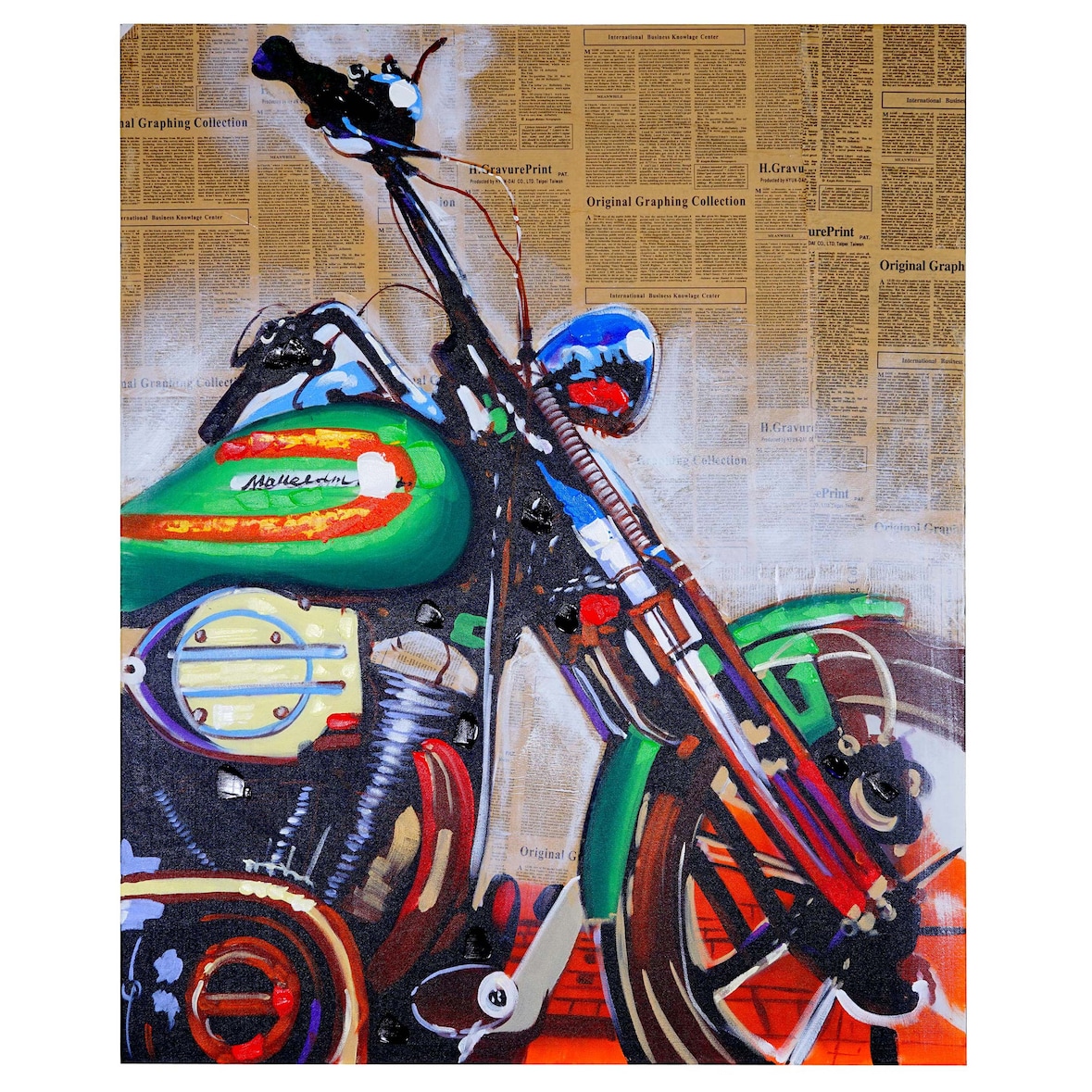 Pintura a óleo Moto, pintura mural 100% pintada à mão Pintura XL, 100x80cm