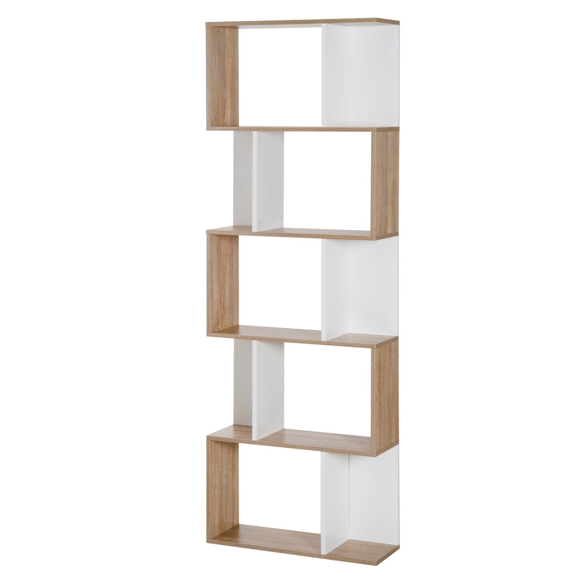 HOMCOM Mobile Libreria Moderno a 5 Ripiani in Legno Bianco e Legno