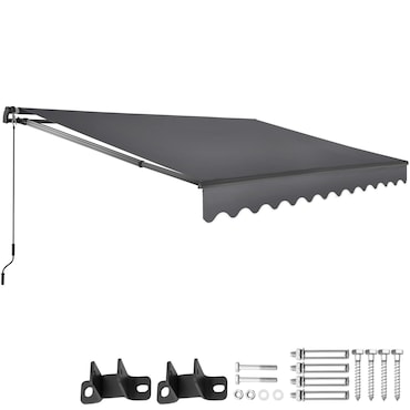 tectake Toldo com braço articulado ORNELLA com suporte de parede - 300 x 250 cm cinzento escuro