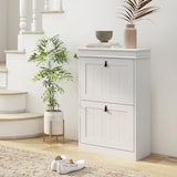 thumbnail of HOMCOM Móvel Sapateira Branco Sapateira Estreita com 2 Portas e Prateleira Ajustável para 10 Pares de Sapatos 54x24x82,5 cm Branco
