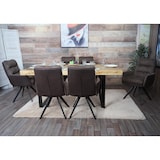 thumbnail of Juego de 6 sillas de comedor HWC-G66, silla de cocina silla, giratoria auto posición tela/textil ~ marrón-marrón oscuro, con reposabrazos