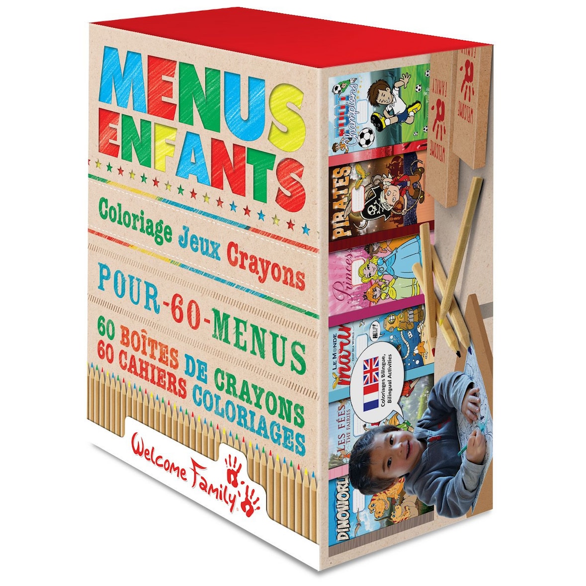 Welcome Family Kit de coloriage 60 cahiers + crayons