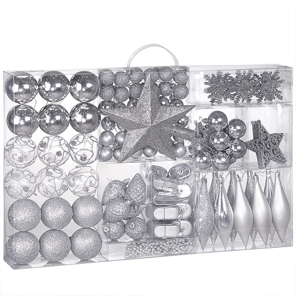 Casaria Weihnachtskugeln Christbaum Schmuck 102tlg. Silber