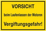 thumbnail of Schild VORSICHT beim Laufenlassen der Motoren Vergiftungsgefahr!, Alu, 300x200 mm