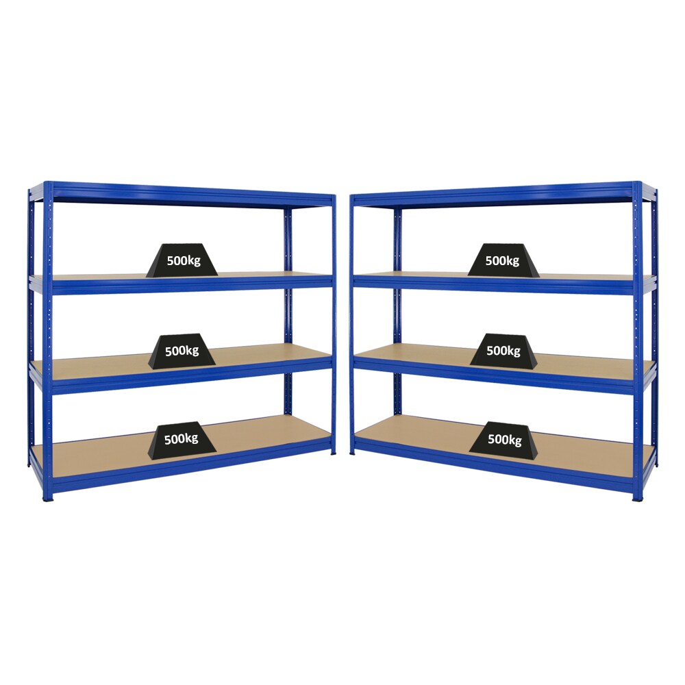 PROREGAL Mega Deal | 2x Schwerlastregal Dino | HxBxT 180x200x60 cm | Fachlast 600kg | Blau | Stecksystem Lagerregal Regalsystem 2 Stk.
