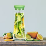 thumbnail of Relaxdays Glaskaraffe zylindrisch, 1 Liter, Gastro, Edelstahl Ausgießer, feines Kristallglas, spülmaschinenfest, klar