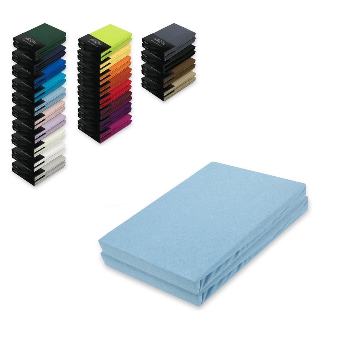 Jersey Spannbettlaken Doppelpack 200 x 220 cm Hellblau