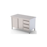 thumbnail of Mueble Neutro Central Puertas Correderas y 3 Cajones Acero Inoxidable 1200x600x850mm