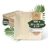 thumbnail of BIOZOYG 100 Stück Einwegteller 20x20cm Palmblatt-Teller, quadratisch, biologisch abbaubar, umweltfreundlich, kompostierbar, Wegwerfteller