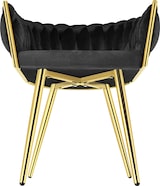 thumbnail of tectake Juego de sillas de comedor ASTANO de terciopelo con diseño anudado - Juego de 4 negro/oro