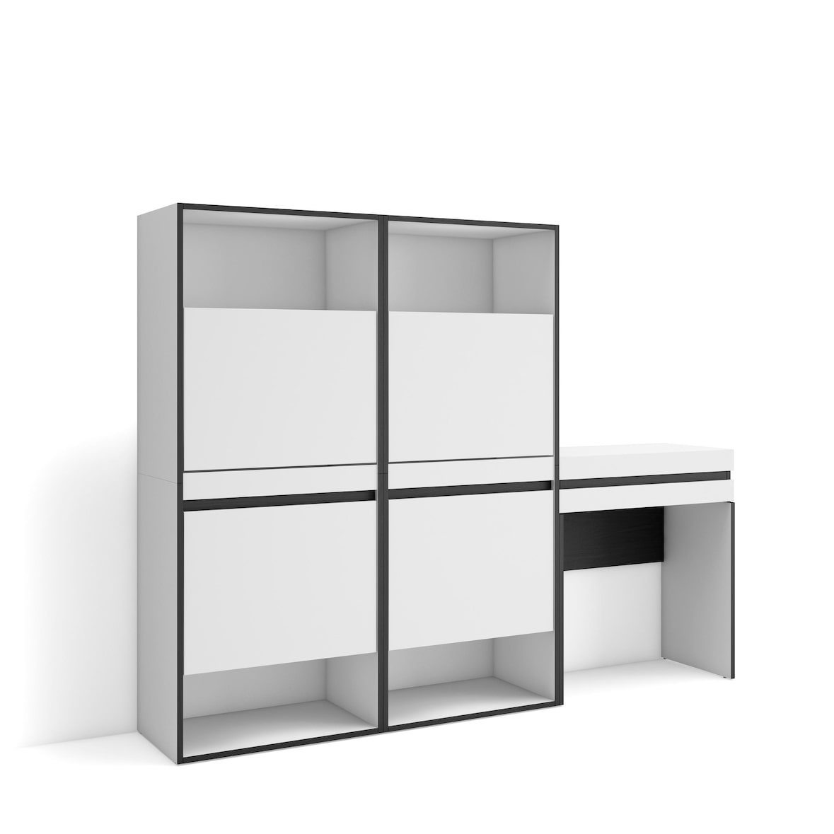 Schuhschrank, Platzsparender Schrank, 190x35x145 cm, Schlafzimmer, Frisiertisch, Modern Style, Weiß - 459_34