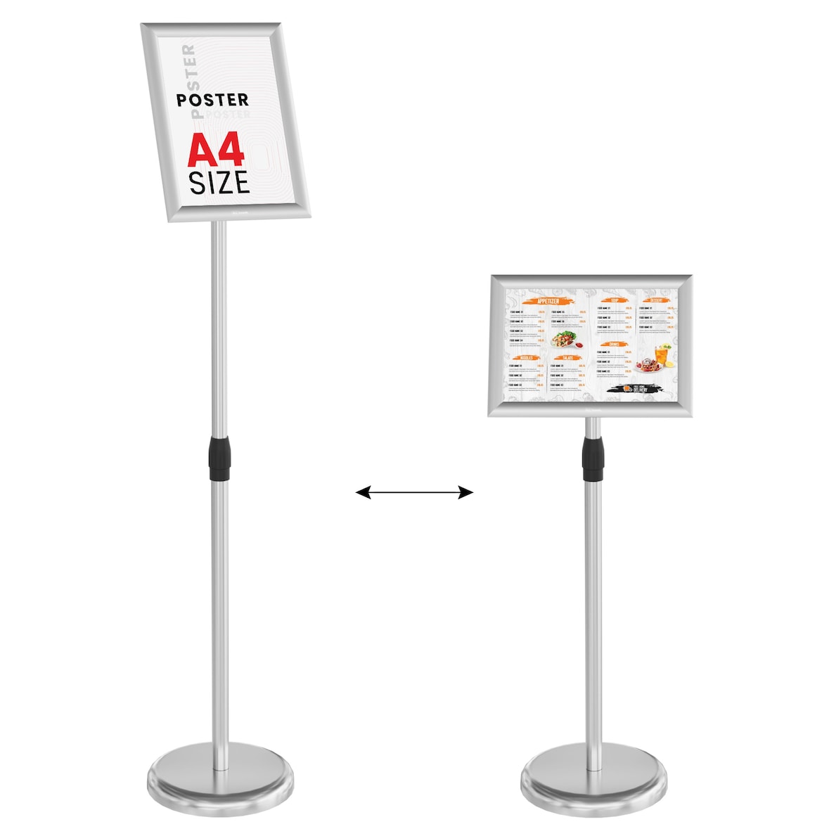ALLboards Leggio porta menù da esterno A4 struttura in alluminio argento