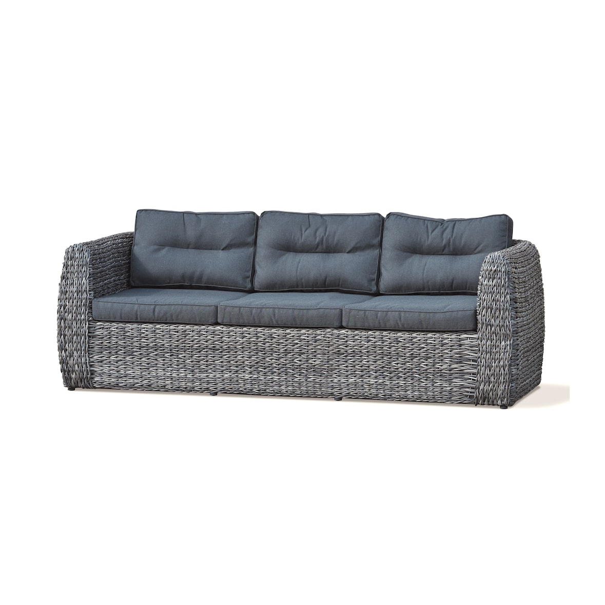 Panchina da giardino a 3 posti in resina intrecciata grigio antracite - BAHAMAS