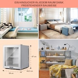 thumbnail of Brooklyn 32 Mini-Kühlschrank Glastür LED Ablage Silber