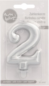 thumbnail of 12 Zahlenkerzen mit Halter 7 cm silber `2`