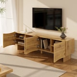 thumbnail of Moderner TV-Schrank 155x36x47 cm mit Wellenmuster Holzoptik 4 Türen Kabelmanagement Stauraum für Mediengeräte