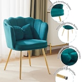 thumbnail of Wohnzimmersessel Samt Komfortstuhl mit ergonomischer Blütenblatt-Rückenlehne, Metallbeine, gepolstert, modern elegant 75x75x80 Grün