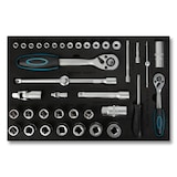 thumbnail of EBERTH gereedschapset 81-delig voor wagen, schuimrubber inleg, hardmetaal, ergonomisch, 4 laden, werkplaats, blauw