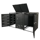 thumbnail of 3er-Mülltonnenverkleidung HWC-E83, Mülltonnenbox Mülltonnenabdeckung, erweiterbar 117x197x80cm ~ anthrazit, Stahl 75kg