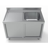 thumbnail of Combisteel Spülschrank 2 Schiebetüren 1 Becken rechts Edelstahl 1200x700x850mm