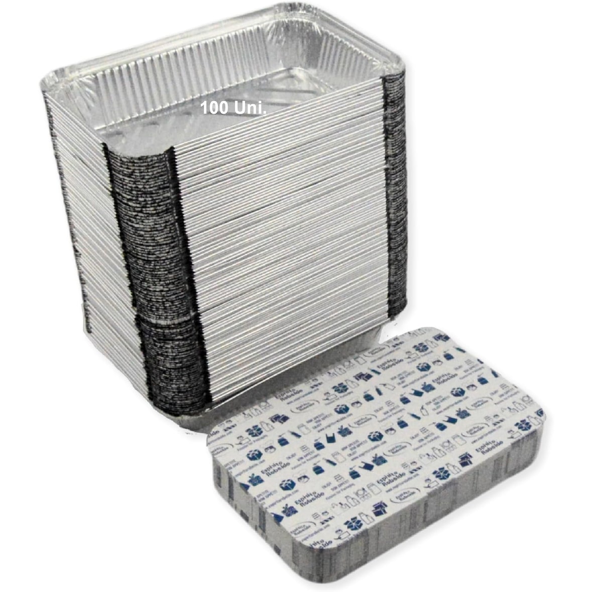 Conjunto de 100 Bandejas de Alumínio com Tampa para Alimentos Descartáveis de 800 ml - Embalagem perfeita para churrascos, transporte de alimentos