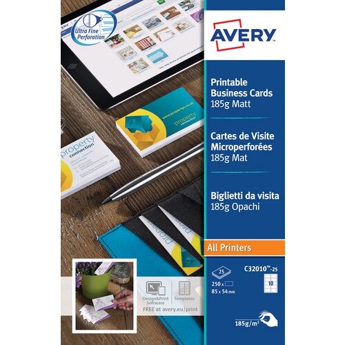 AVERY Zweckform Visitenkarten 185 g/m² Weiß 25 Blatt à 10 Stück