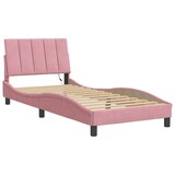 thumbnail of vidaXL Bettgestell mit LED-Leuchten Rosa 90x190 cm Samt