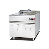 thumbnail of Romux® Friteuse À Gaz Butane Professionnelle 28+28 Litres Double sur Coffre avec Minisit | Friteuse en Acier Inox avec Robinet de Vidange 20000 W