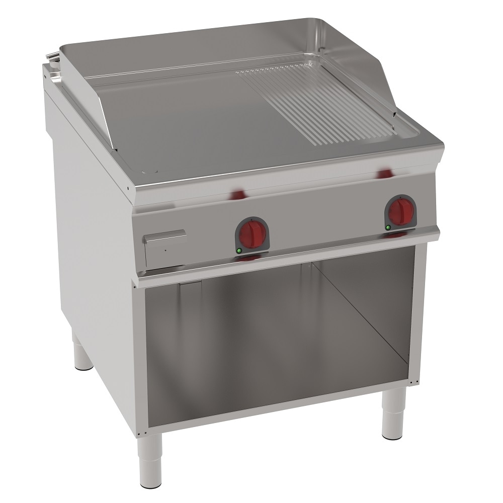 EURAST - Grelhador frytop fe 15 mm a gás parcialmente ranhurada com base aberta - 800x900x900 mm - 16 Kw - 36840313