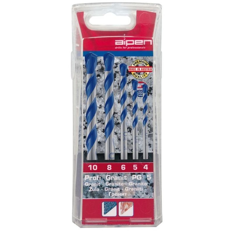 Caixa de broca de granito Alpen 5 peças