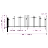 thumbnail of vidaXL Doppelflügel-Gartentor mit Speerspitzen 400 x 200 cm