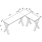 thumbnail of VCM Schreibtisch Lona Silber / Weiß H. 76 x B. 160 x T. 130 cm