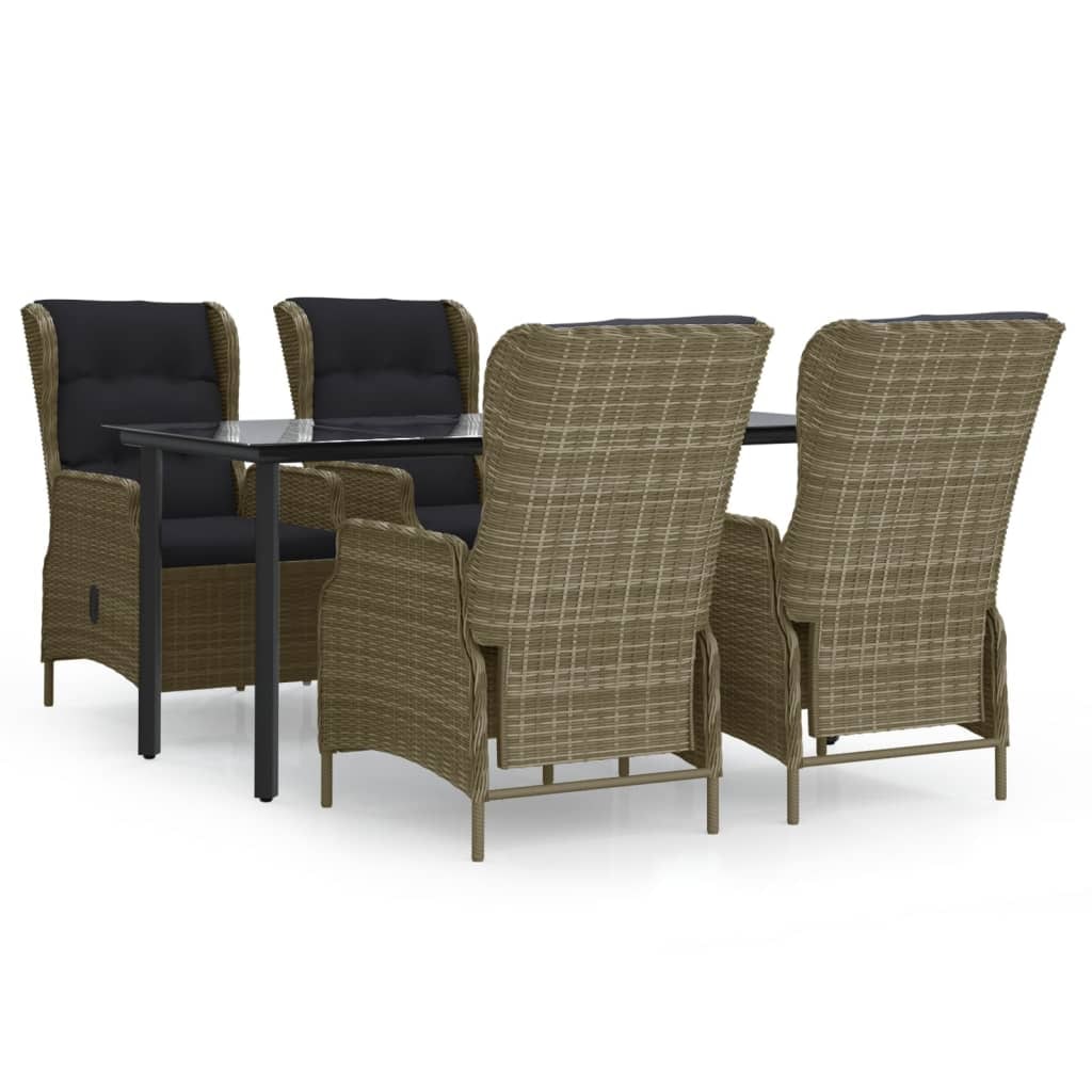 HELLOSHOP26 - Juego de comedor de 5 piezas muebles de jardín resina tejida marrón 02_0014315