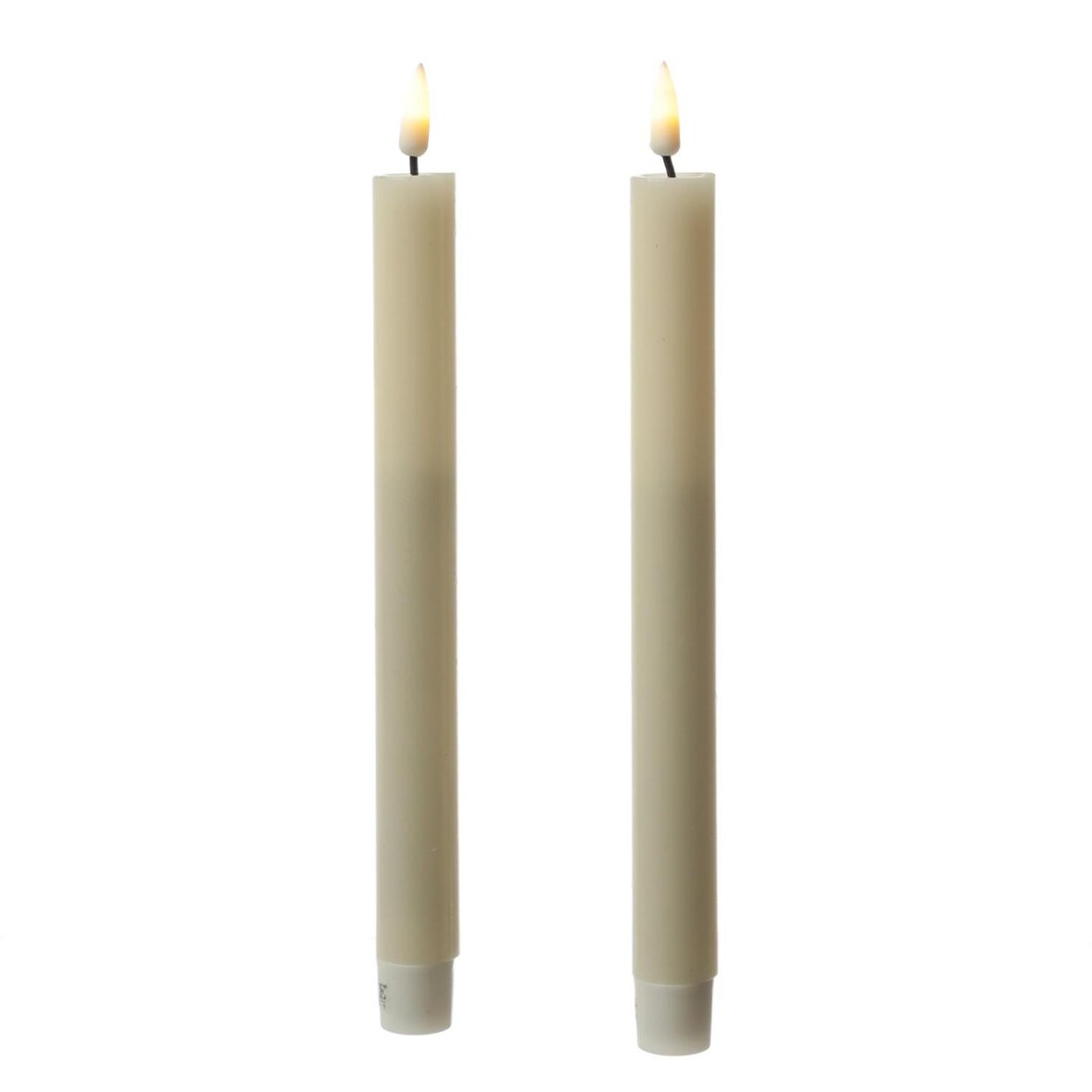 LED Stabkerzen Mia Tafelkerzen Echtwachs flackernd H: 24cm creme 2Stk