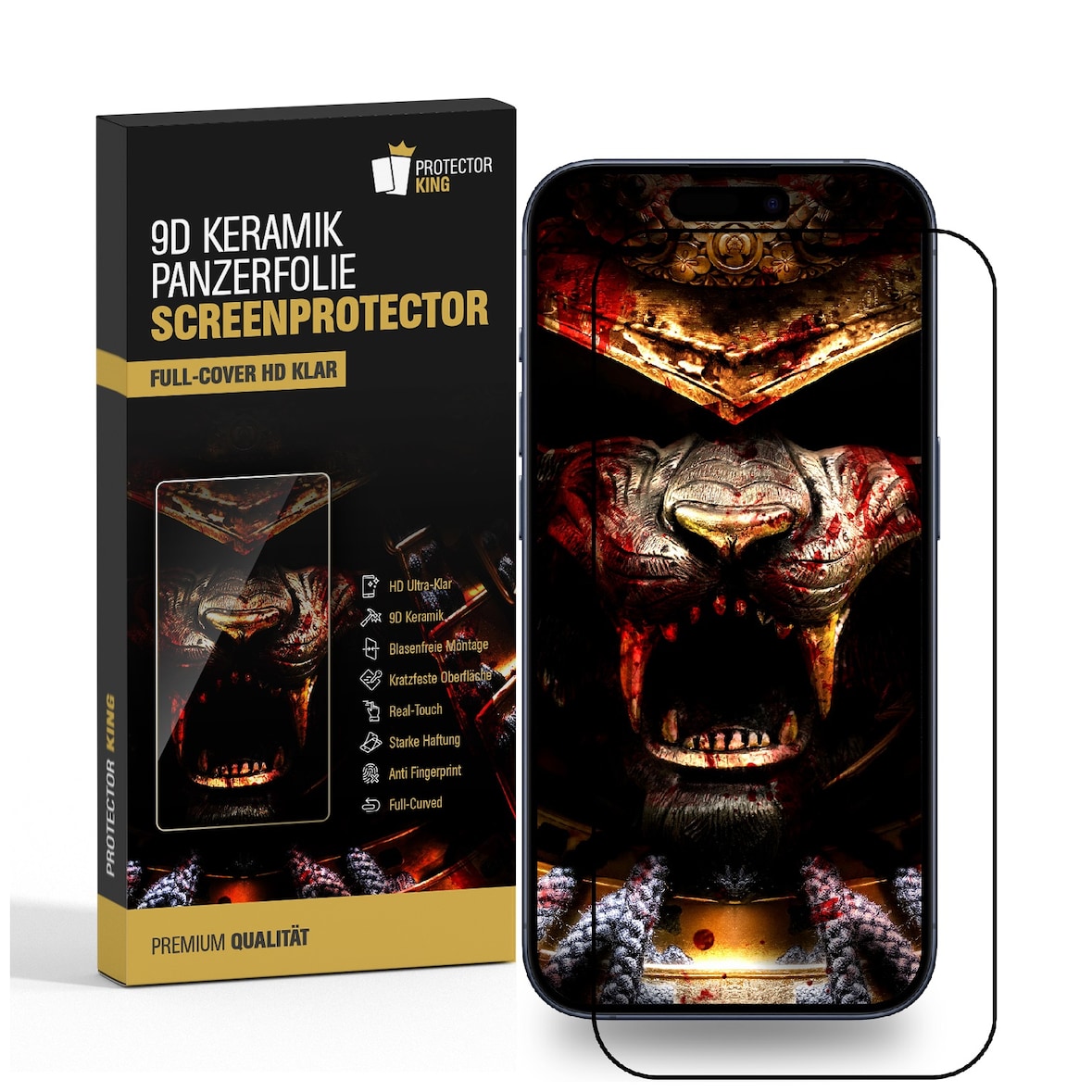 4x Keramik-Glass für iPhone 16 Pro FULL COVER 3D KLAR Displayschutz Schutzglas Schutzfolie Panzerfolie Panzerglas Screen-Protector