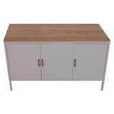 thumbnail of Cómoda HWC-L84, aparador aparador, 3 puertas metal 90x120x40cm, revestido de melamina ~ gris