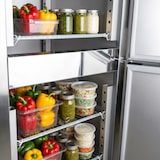 thumbnail of Romux® Kühlschrank mit 2 Türen 74 cm mit Umluftkühlung | Gastro Kühlschrank aus Edelstahl mit 650 L Kapazität - 3 Einlegeböden und 550 W