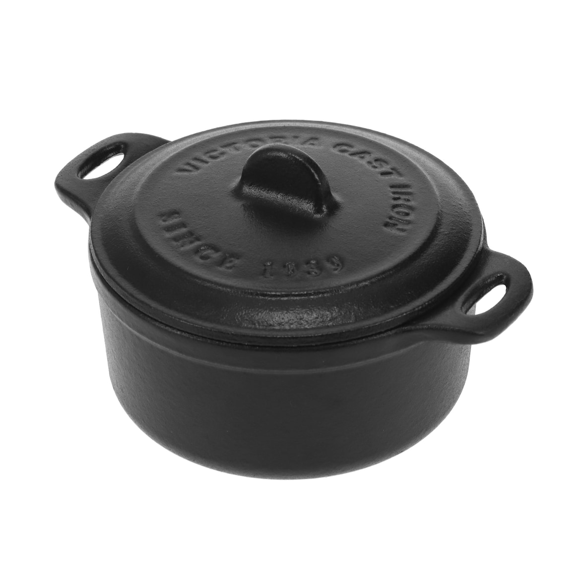 Victoria Mini Cocotte Induktion Gusseisen Emailliert Mini Dutch Oven 0,3L, 1-2 Portionen, VIC-39202, Schwarz