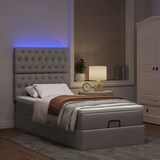 thumbnail of vidaXL Ottoman-Bett mit Matratze & LEDs Taupe 90x190 cm Stoff