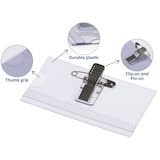 thumbnail of Badge avec pince et épingle 75x40mm / 24 pièces, 121260