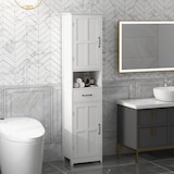 thumbnail of Columna de baño moderno mueble auxiliar de baño con 2 puertas 1 cajón estante abierto y estantes ajustables antivuelco 40x30x164 cm