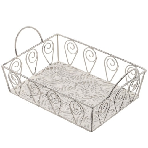 Metallkorb rechteckig Aufbewahrungskorb Korb Gitterkorb Regalkorb antik weiß : Rechteckig