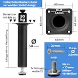 thumbnail of Möbelfuß verstellbar Sofafuß belastbar bis 50 kg Stahlrohrfuß Sockelfuß Tischbein Rund Weiss Höhe 30