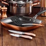 thumbnail of BERGNER - Set 2 Pfannen Ø22/26cm gepresstes Aluminium Grün geeignet für Induktion mit abnehmbarem Griff mit Set 3 Edelstahlmessern mit magnetischer