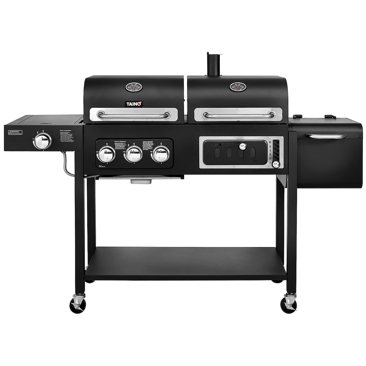 TAINO HERO DUO gasgrill houtskoolgrill rookoven barbecue trolley BBQ grill zwart