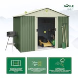 thumbnail of Gartenhaus Metall 4,72 m2 Gävle - 261x181x198 cm - Grün und Weiß - Doppelschiebetür - Geräteschuppen