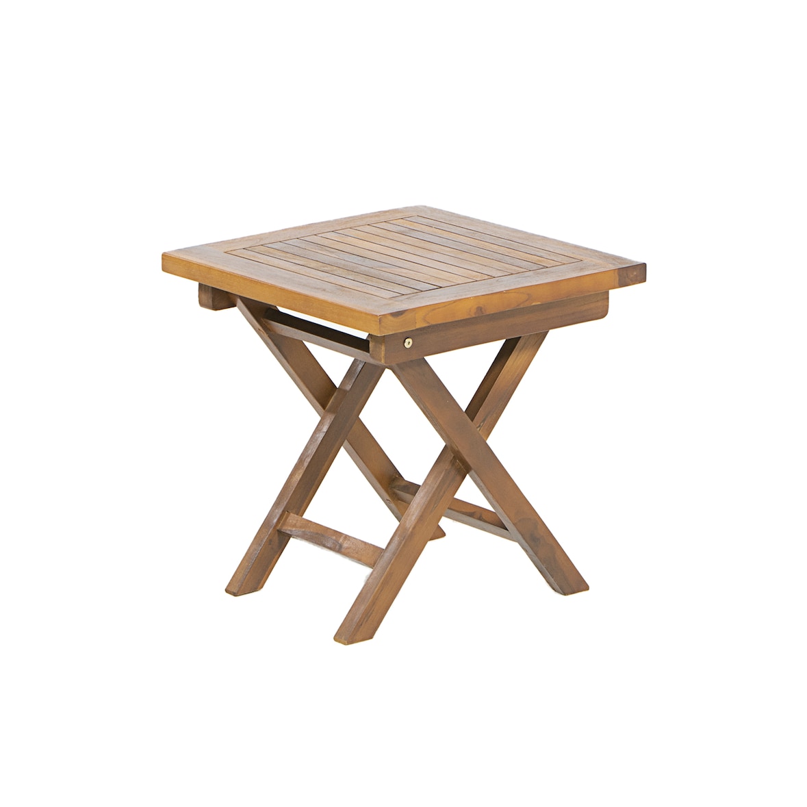 Mesa auxiliar plegable, firme, Madera de teca calidad grado A, Color Natural, 50x50cm