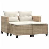 thumbnail of vidaXL Gartensofa 2-Sitzer mit Hockern Beige Poly Rattan